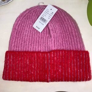 Pacsun red and pink colorblock beanie